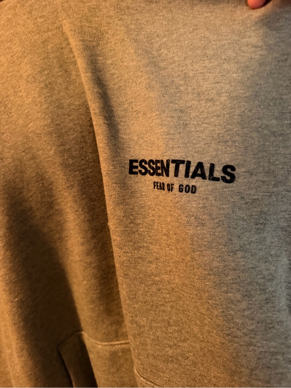 Essentials Heather Gray Sweatshirt with Black Chest Logo